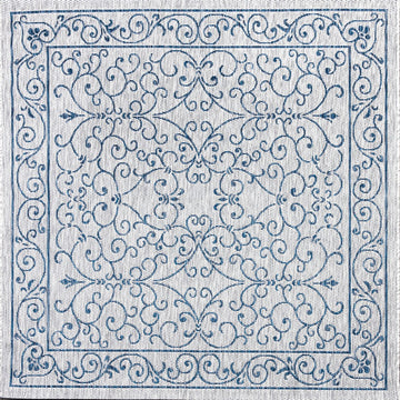 Charleston Vintage Filigree Textured Weave Indoor/outdoor Square Rug